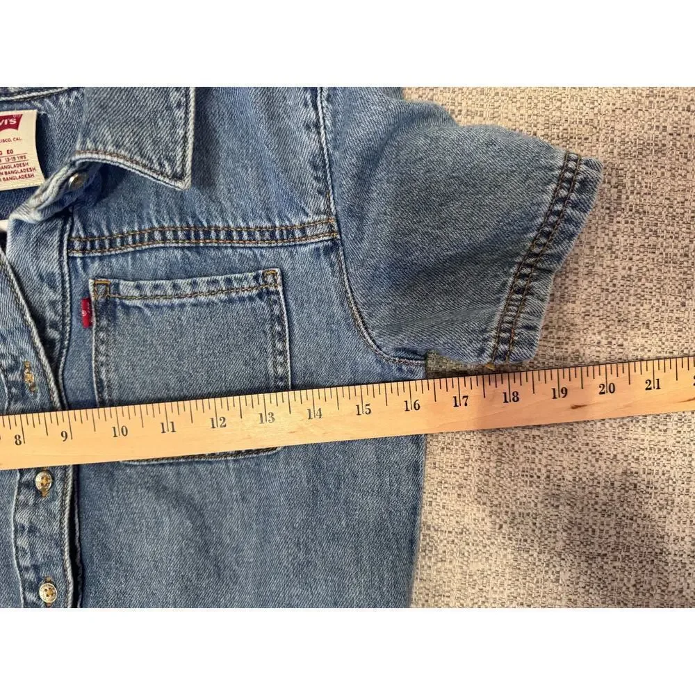Levi's Big Girls Utility Buttoned Denim Dress Organic Belt Waist XL (13-15 yrs)